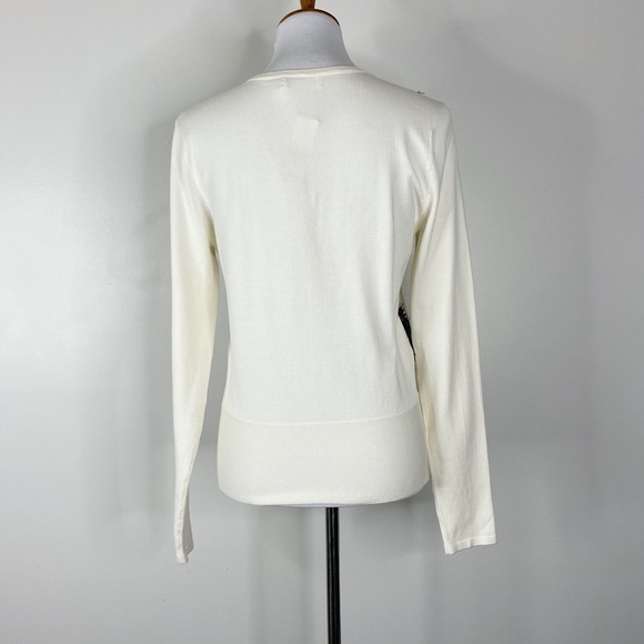 New York & Co 7th Ave Cream Sweater w/ Black Lace Sz. M NWT - Picture 2 of 9